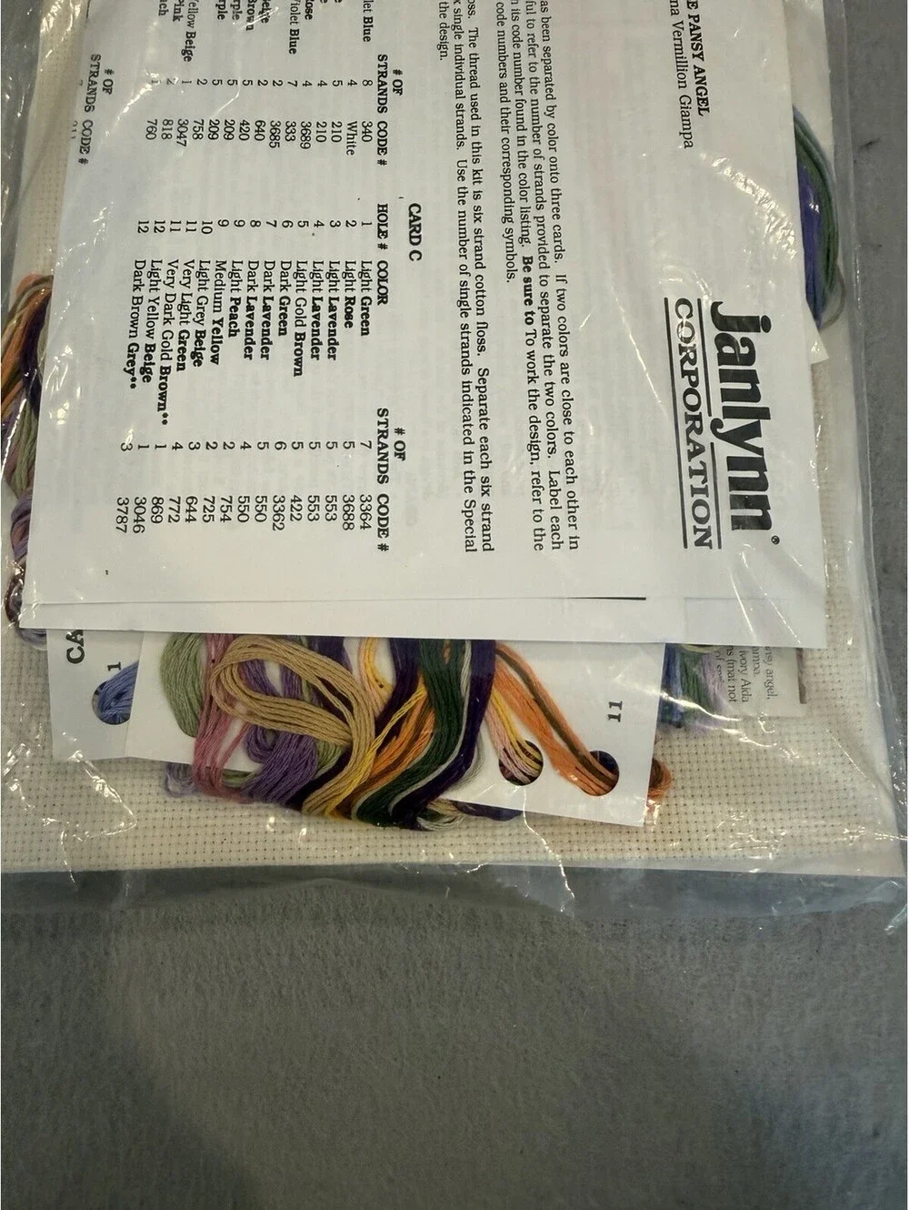 Vtg Rare Janlynn Counted Cross Stitch Kit  Purple Pansy Angel New